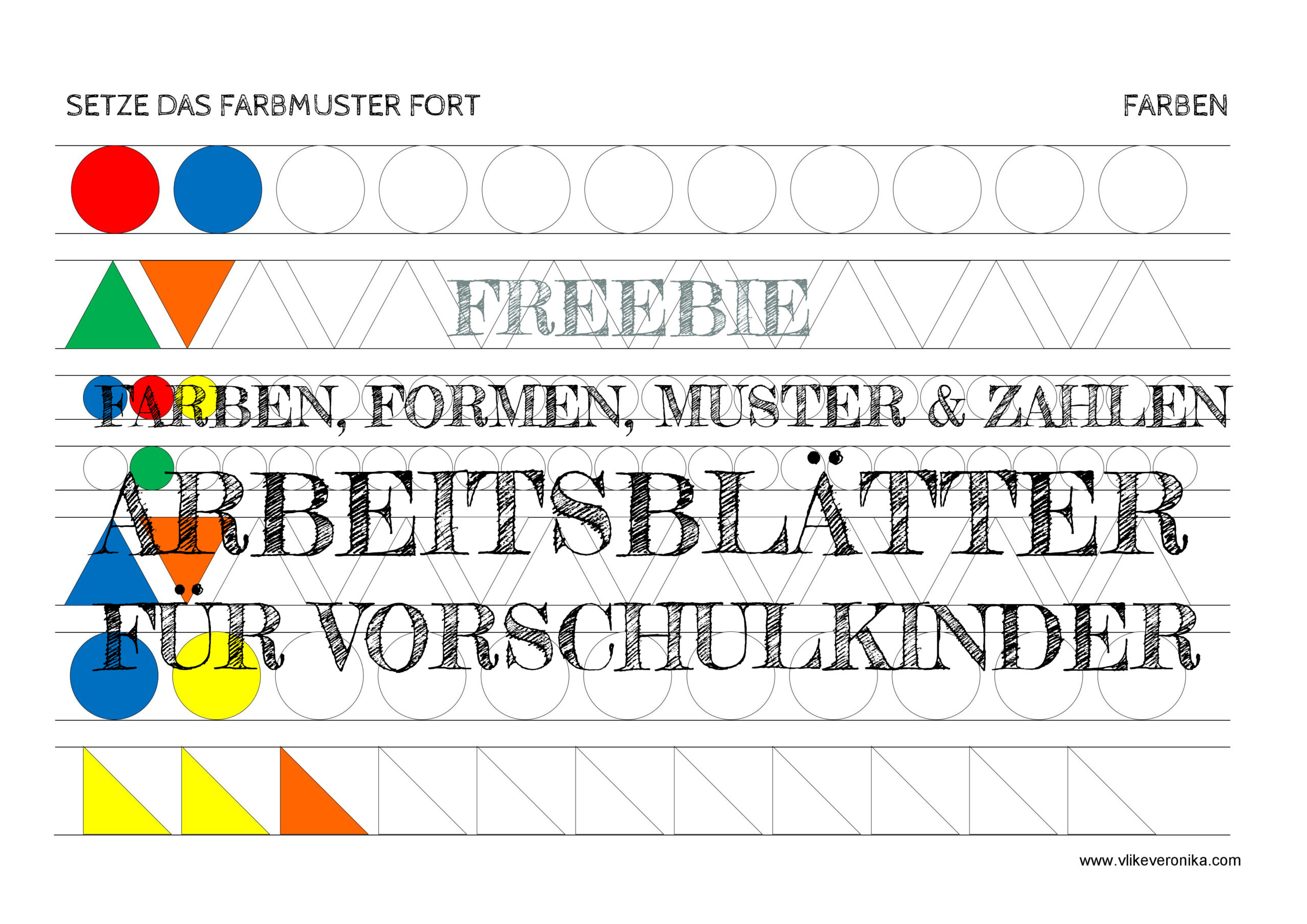 Vorschulübungen Farben, Formen, Muster erkennen und weiterführen, ankreuzen, einringeln & Zahlenraum 1-10