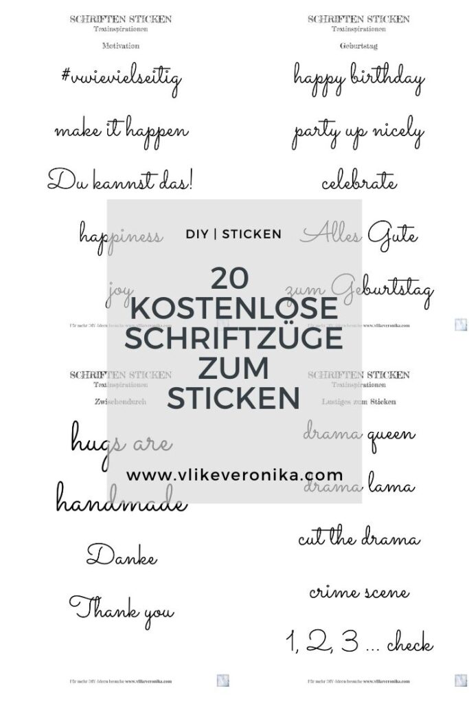 Freebie: Schriftzüge zum Nachsticken hier gratis herunterladen
