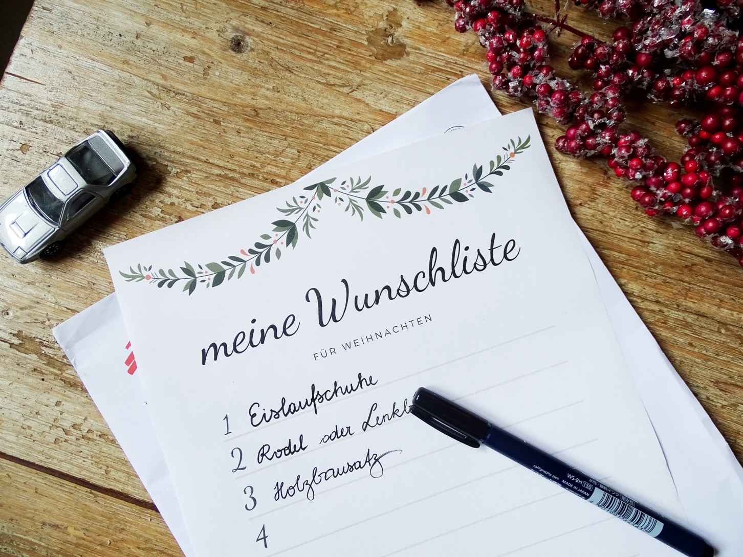 Wunschzettel-Vorlage für Weihnachten zum Ausdrucken