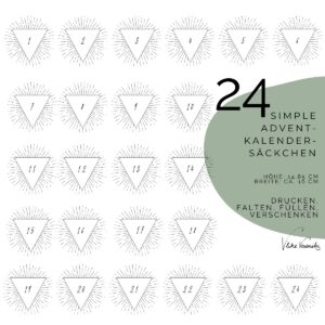 Boho & chic Adventkalender mit Dreiecken im Pyramidenformat zum Ausdrucken und selber Basteln.