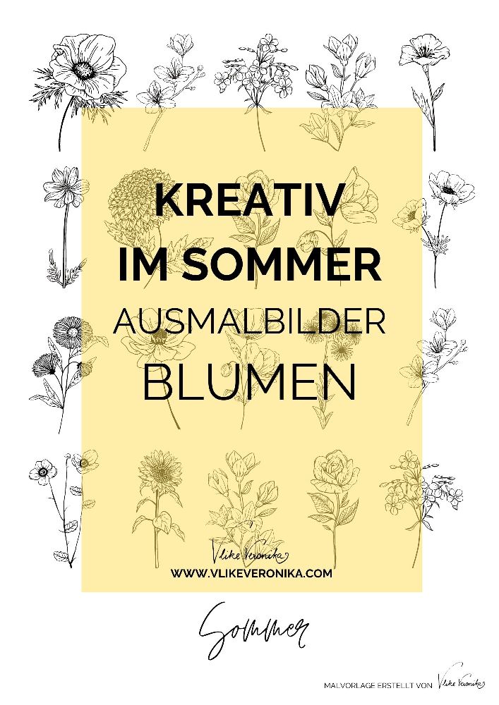 Ausmalbilder für Kinder und Erwachsene: Sommerblumen