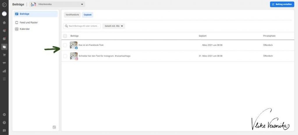 Wo sehe ich meine geplanten Beiträge auf Facebook und Instagram?