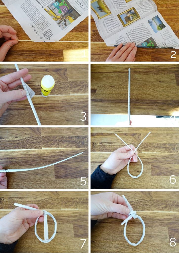 Anleitung für eine einfache Osterdeko aus Zeitungspapier, die Du schnell basteln kannst.