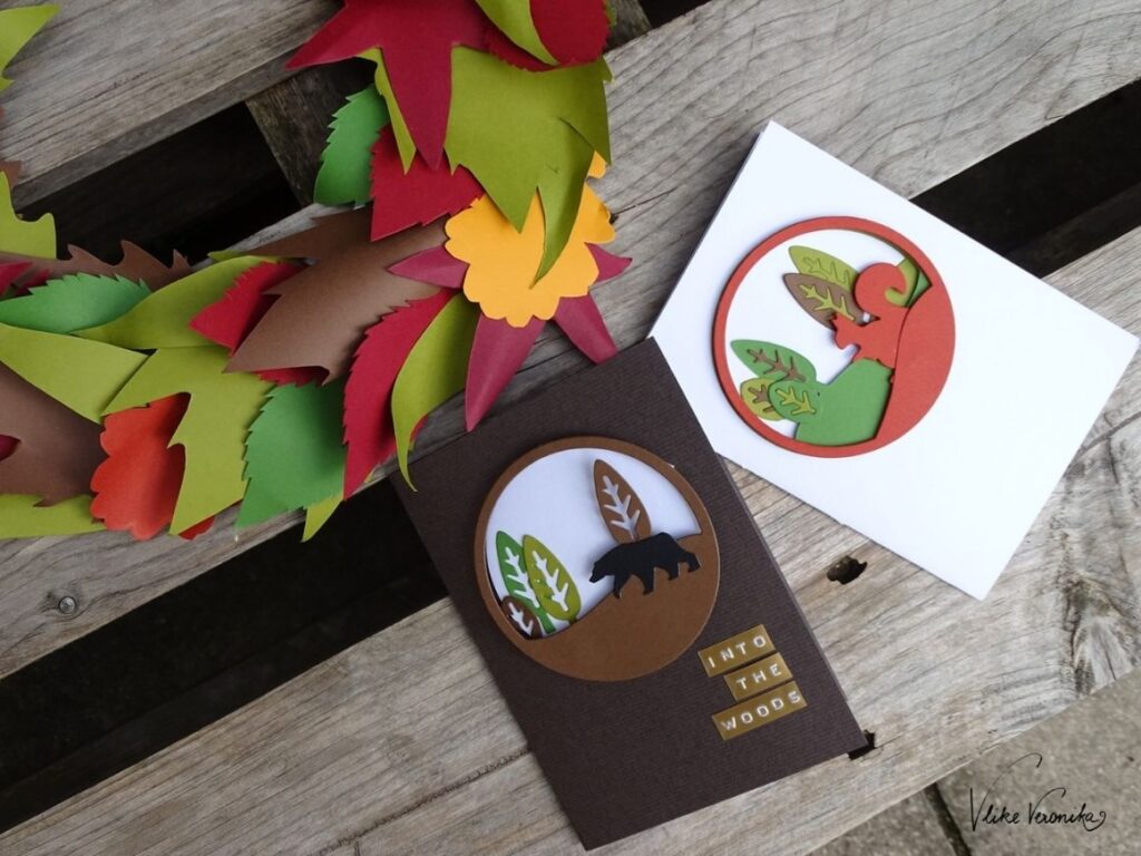 Karten basteln im Herbst mit Waldmotiven wie Bären und Eichhörnchen geht mit der Sizzix BigShot Präge- und Stanzmaschine ganz einfach.