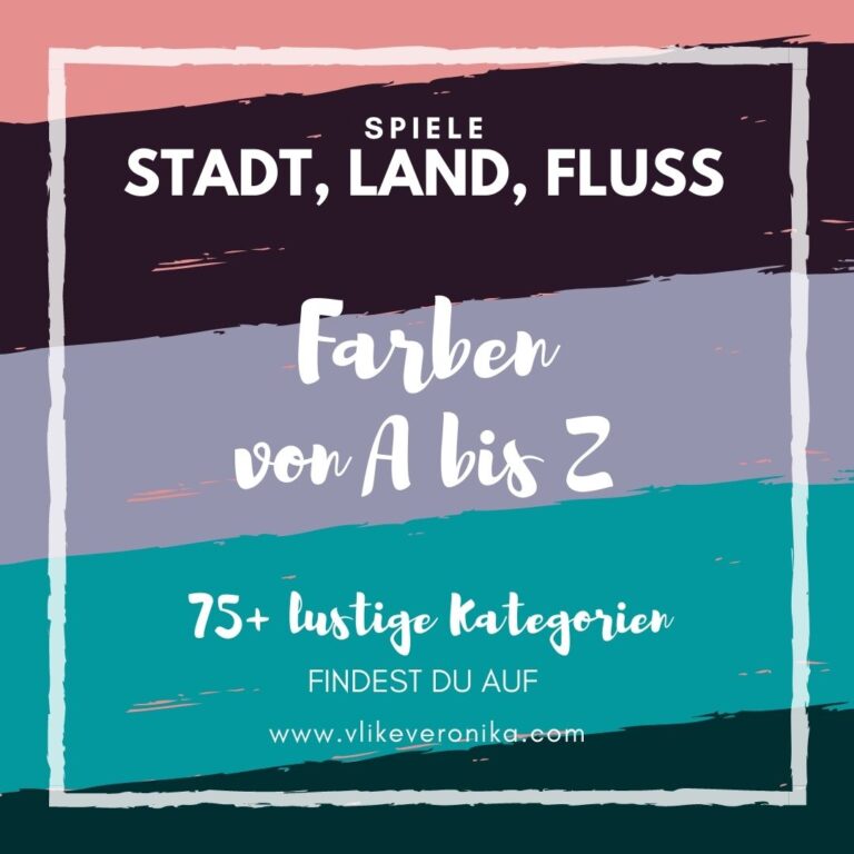 Entdecke eine alphabetische Liste von Farben von A bis Z für Stadt, Land, Fluss