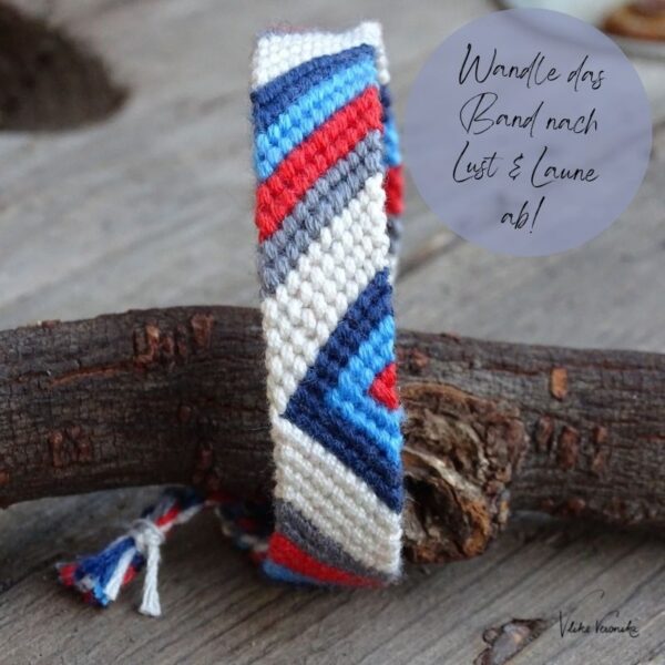 Hier gibt es die pdf-Anleitung für ein geknüpftes Armband für Männer.