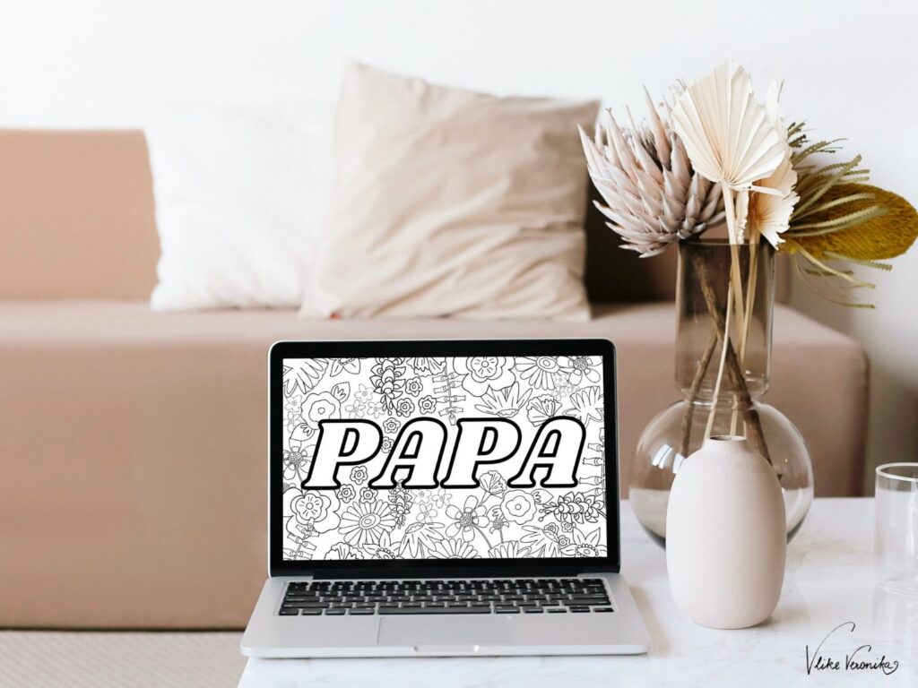 Das Ausmalbild für Papa kannst Du auch in letzter Minute für Geschenke für Papa verwenden.