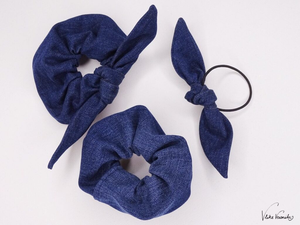 So unterschiedlich können Scrunchies aus alten Jeans aussehen. Die drei einfachen Nähideen zum Upcycling von Jeans findest du hier.