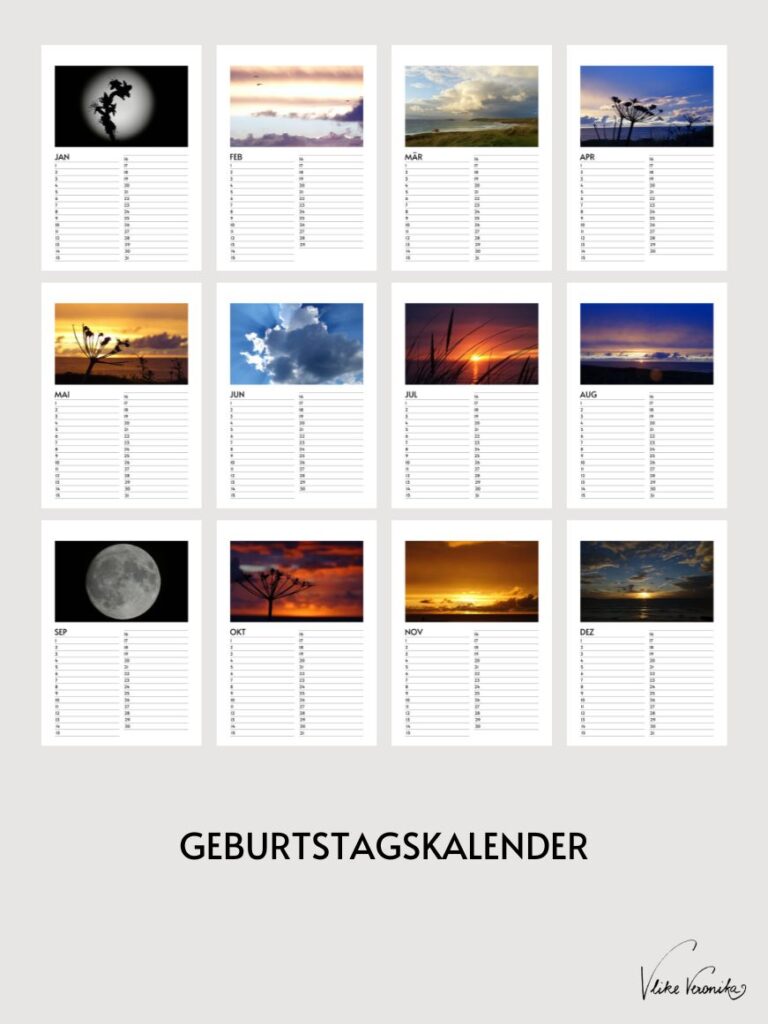 Drucke Dir den kostenlosen Geburtstagskalender in A4 mit Naturfotos von Veronika Fischer mit dem Canon Pixma aus.
