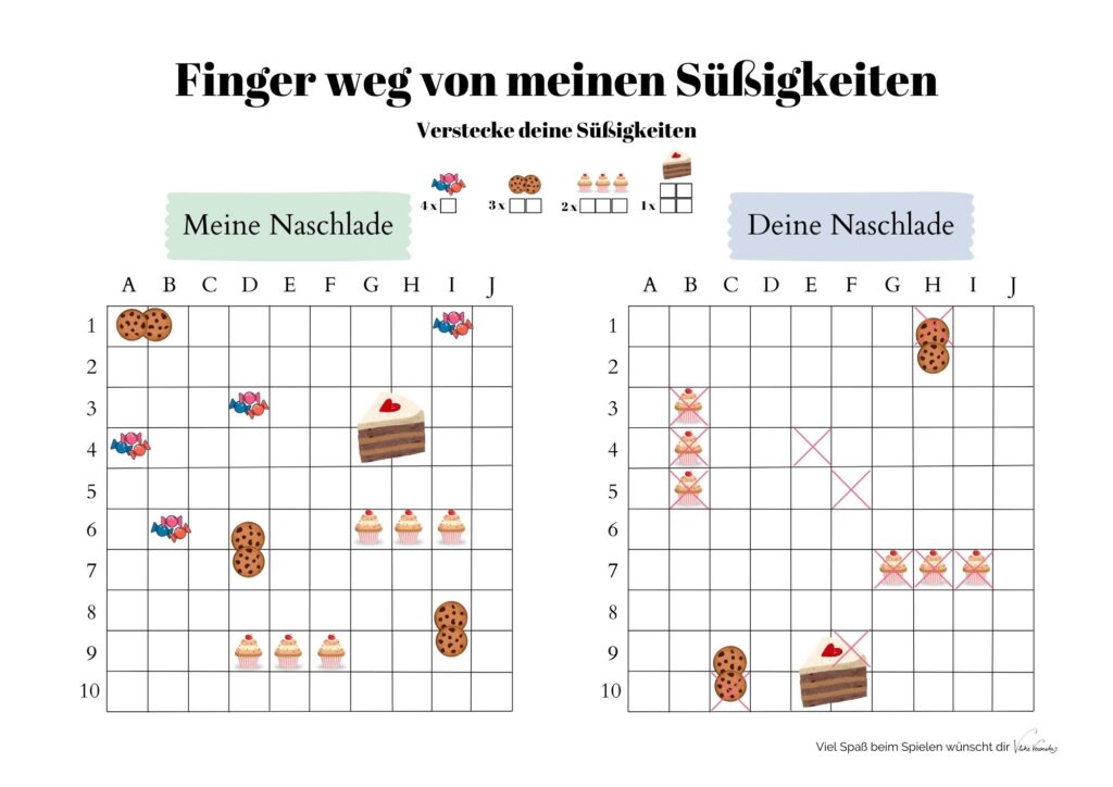 Finger weg von meinen Süßigkeiten ist eine Abwandlung von Schiffe versenken.