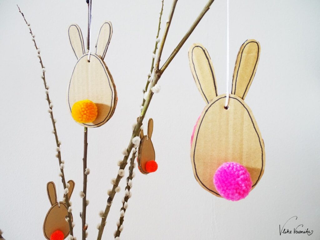 Einfache Upcycling-Osterdeko aus Karton zum Basteln mit Kindern.