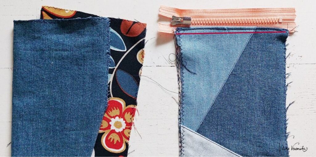 Die Umhängetasche aus Jeansresten sollte in deinem Sommerlook nicht fehlen.