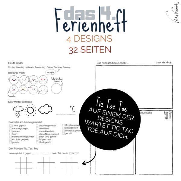 Im 4. Ferienheft zum Selbstgestalten können Kinder zum Tic Tac Toe herausfordern.