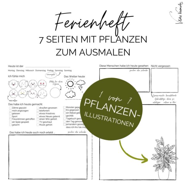 Ferienheft für die Sommerferien für Volksschulkinder zum Herunterladen als PDF, Ausdrucken und Gestalten.