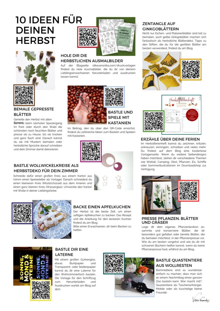 Kostenloser Download der PDF-Datei mit 10 Spiel und Bastelideen für Kinder.
