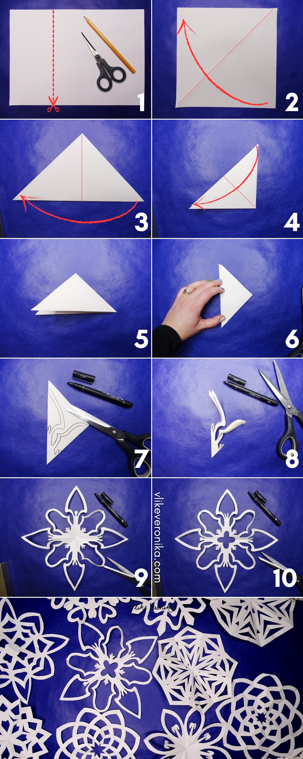So kommst du in 10 einfachen Schritten zu Schneesternen aus Papier, die mit Scherenschnitt gemacht sind.