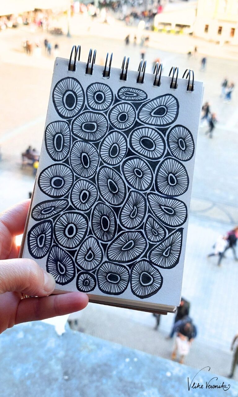 Abstraktes Muster als Idee zum Zeichnen mit Fineliner.