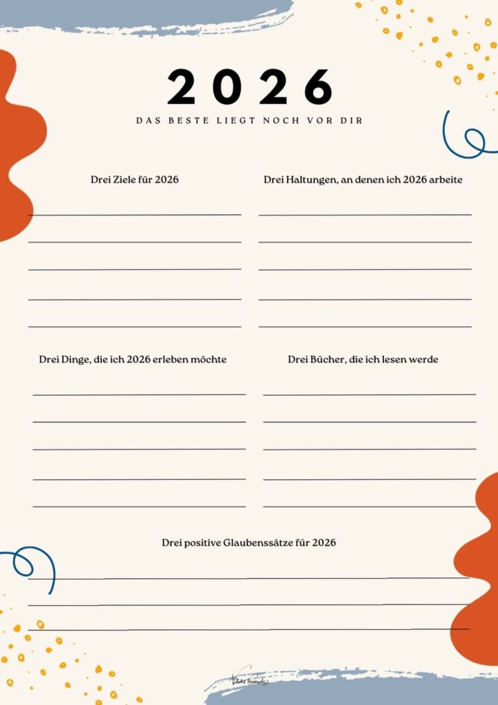 Nimm dir Zeit für deine persönliche Jahresplanung für 2026 mit den kostenlosen Journal-Vorlagen von V like Veronika.