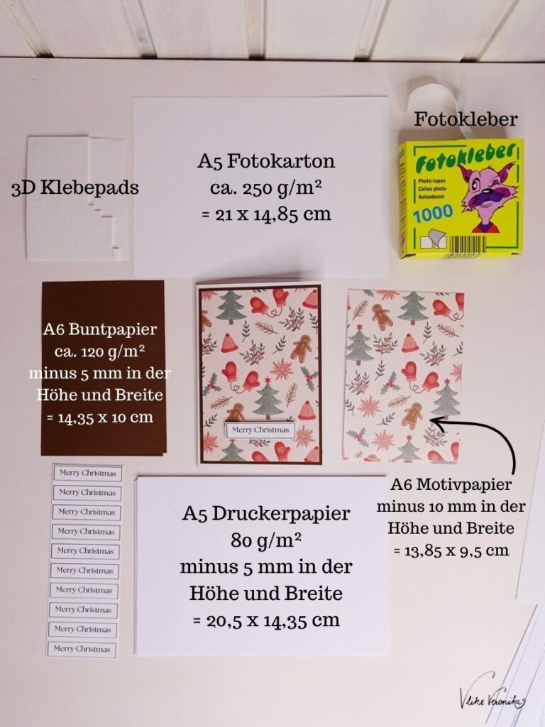 Anleitung für einfache Weihnachtskarten zum Selbstbasteln