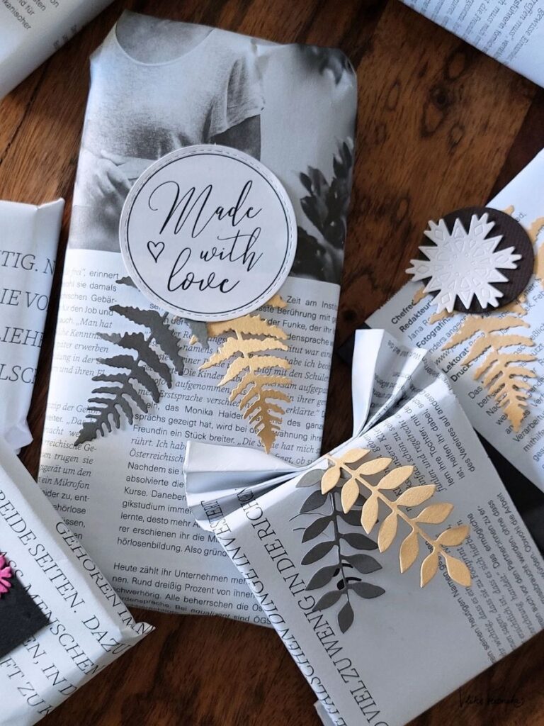 Elegante und kreative Geschenkverpackungen aus upcycelten Magazinseiten
