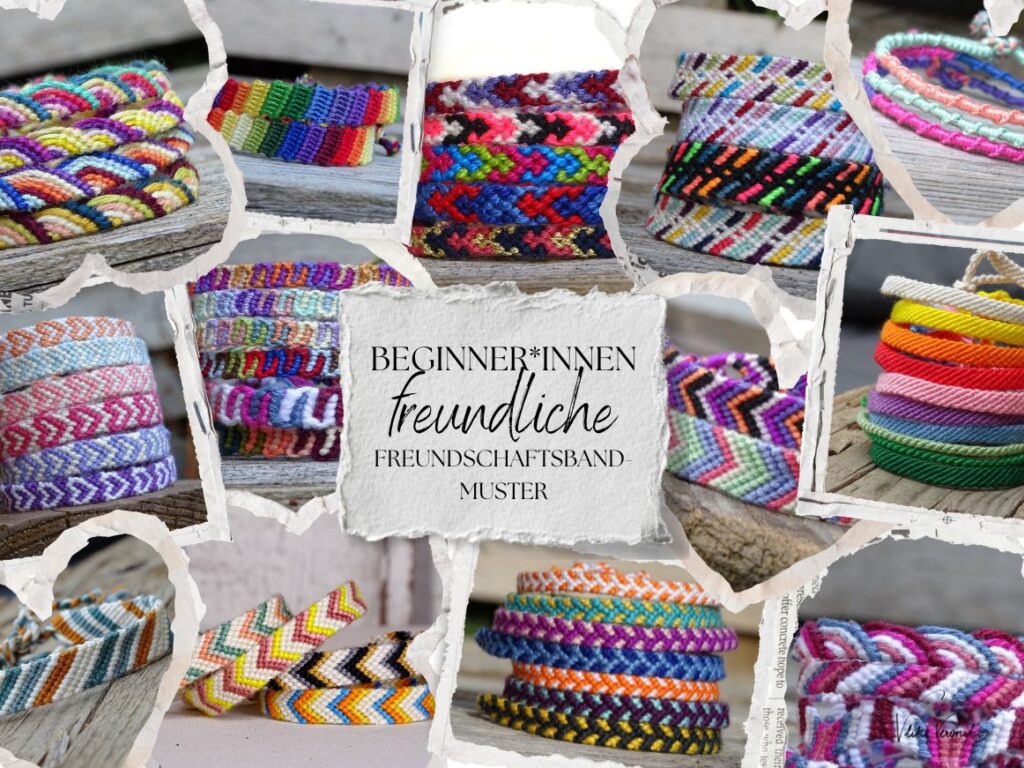 Zehn beginnerfreundliche Freundschaftsbänder zum Knüpfenlernen.