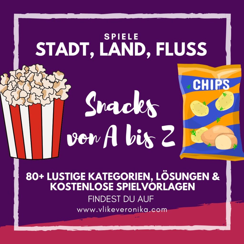 Hol dir die Lösungen für die Stadt-Land-Fluss-Kategorie Snacks von A bis Z.
