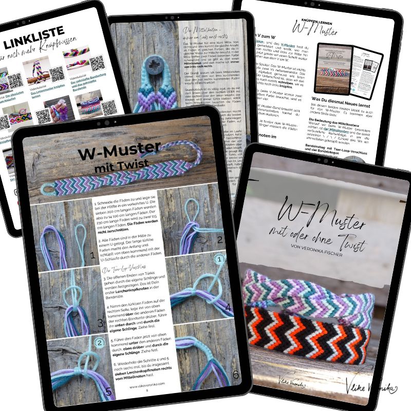 Detaillierte Knüpfanleitung für das W-Muster als PDF herunterladen