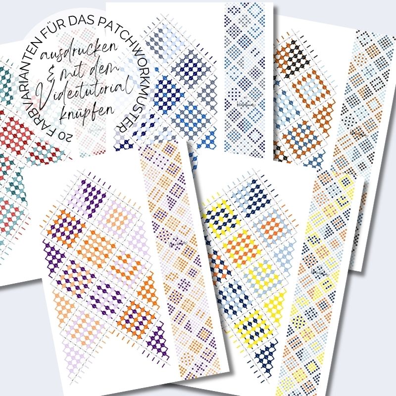 20 Farbvarianten für das Patchworkmuster mit 24 Fäden warten auf dich.